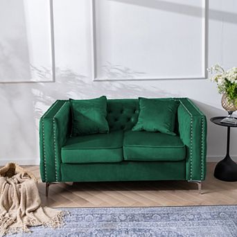 61.8" Velvet Loveseat with Button-Tufted Upholstery