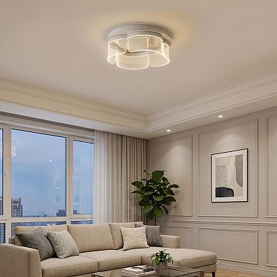 C Cattleya 16.75-Inch Flower-Shaped Integrated LED Flush Mount Ceiling Light
