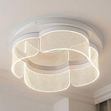 C Cattleya 16.75-Inch Flower-Shaped Integrated LED Flush Mount Ceiling Light