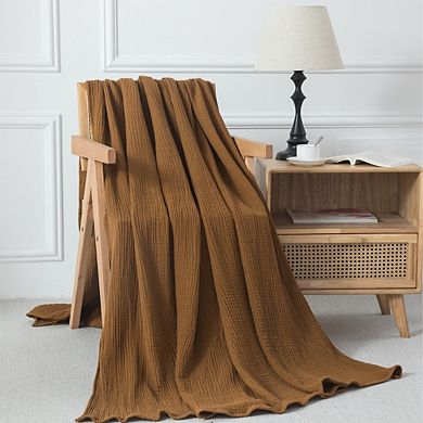 Soft Cotton Muslin Blanket 4-Layer Breathable Throw for Bed Sofa Travel