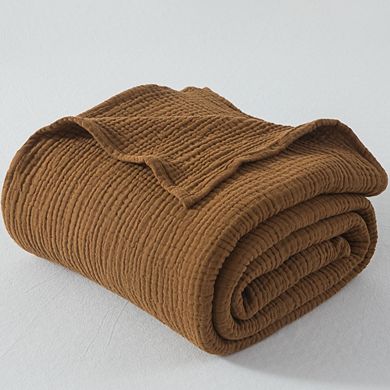 Soft Cotton Muslin Blanket 4-Layer Breathable Throw for Bed Sofa Travel