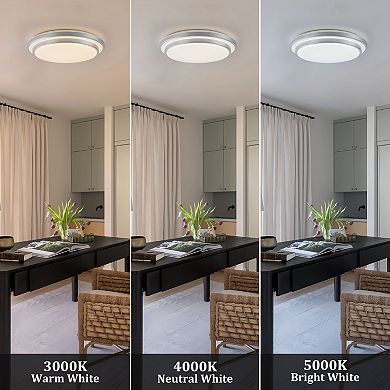 C Cattleya 16-Inch 2-Tier Modern Dimmable LED Flush Mount Ceiling Light (3000K/4000K/5000K)