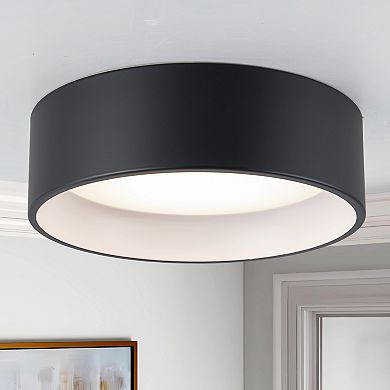 C Cattleya 13-Inch Black and White Finish 3CCT Integrated LED Flush Mount Light