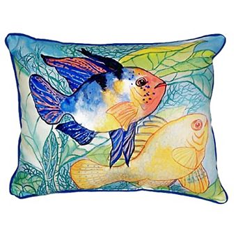 Betsy Drake Betsy's Two Fish Small Indoor Outdoor Pillow 11x14