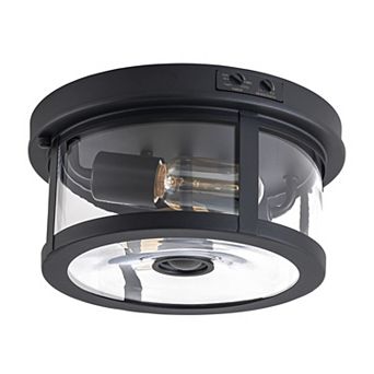 C Cattleya 10.5-Inch Matte Black Outdoor Motion Sensor Ceiling Light
