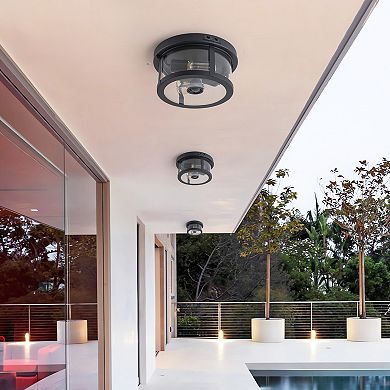 C Cattleya 10.5-Inch Matte Black Outdoor Motion Sensor Ceiling Light