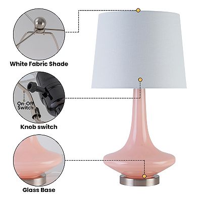 C Cattleya 24.25-Inch Modern Vase-Inspired Glass Table Lamp for Bedside