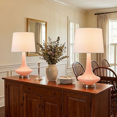 C Cattleya 24.25-Inch Modern Vase-Inspired Glass Table Lamp for Bedside