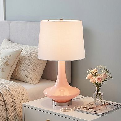 C Cattleya 24.25-Inch Modern Vase-Inspired Glass Table Lamp for Bedside
