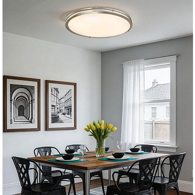 C Cattleya 24-Inch Brushed Nickel Oval Dimmable LED Flush Mount with Opal Acrylic Shades