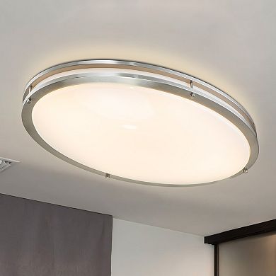 C Cattleya 24-Inch Brushed Nickel Oval Dimmable LED Flush Mount with Opal Acrylic Shades