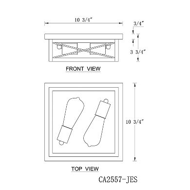 C Cattleya 10.75-Inch Black Square Flush Mount Light with Turnable Light Cap(2-Pack)