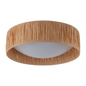 C Cattleya 14.25-Inch Farmhouse 3CCT LED Flush Mount Ceiling Light with Paper Rope Shade