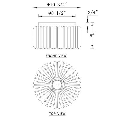 C Cattleya 10.75-Inch Black Flush Mount Ceiling Light with White Frosted Ribbed Glass Shade