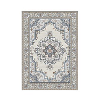 Washable Area Rug for Living Room, Vintage Floral Rug Floors Decor for Bedroom, Geometric Carpet