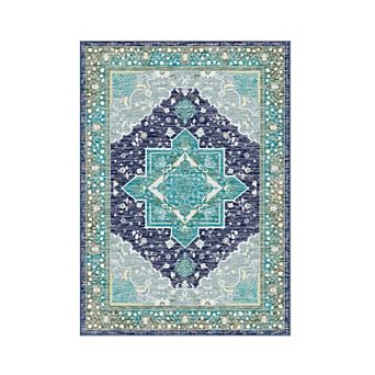 Washable Area Rug for Living Room, Vintage Floral Rug Floors Decor for Bedroom, Geometric Carpet
