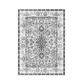 Washable Area Rug for Living Room, Vintage Floral Rug Floors Decor for Bedroom, Geometric Carpet