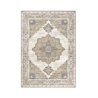 Washable Area Rug for Living Room, Vintage Floral Rug Floors Decor for Bedroom, Geometric Carpet