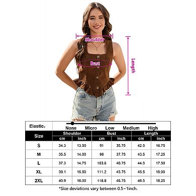 Women's Square Neck Sleeveless Button Front Vest Jacket Coat