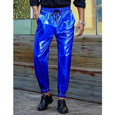 Men's Party Casual Pants Drawstring Waist with Side Pockets