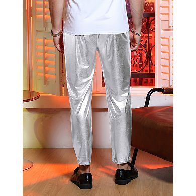 Men's Party Casual Pants Side Pockets Drawstring Waist Long Trousers