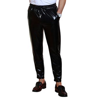 Men's Party Casual Pants Side Pockets Drawstring Waist Long Trousers