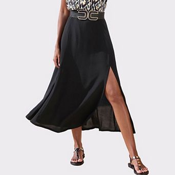 Lascana Women's Side Slit Midi Skirt