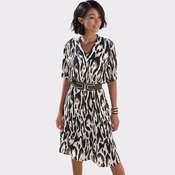Lascana Women's Animal Print Short Sleeve Dress