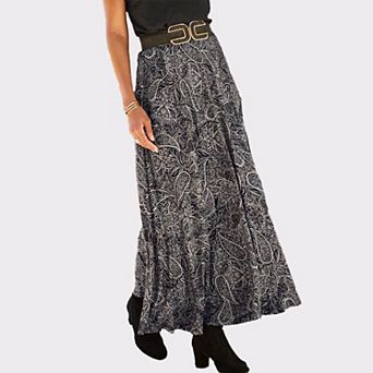 Lascana Women's Flowy Paisley Maxi Skirt