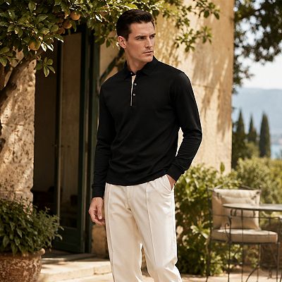 mens casual dress polo shirts Men's Polo Shirt Long Sleeve Casual Top