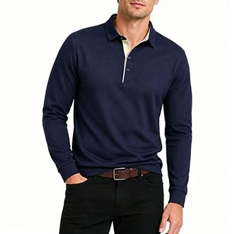 Men's Polo Shirt Long Sleeve Casual Top