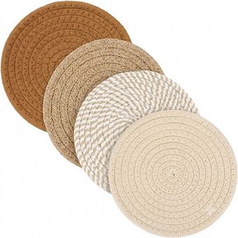 Set of 4 Cotton Trivets 7 Inch Heat Resistant Hot Pads