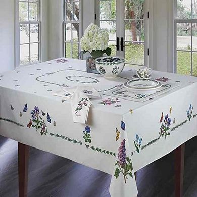 60x84 Ivory Cotton Polyester Floral Tablecloth
