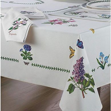 60x84 Ivory Cotton Polyester Floral Tablecloth