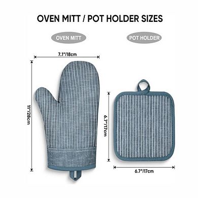 Silicone Heat Resistant Oven Mitts and Pot Holder Set 4 Piece