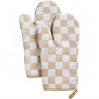 Checkered Heat Resistant Oven Mitts 1 Pair