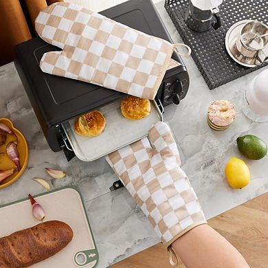 Checkered Heat Resistant Oven Mitts 1 Pair