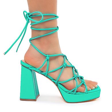 Betrix-2 Lace-Up Strappy Platform Block Heel Sandals