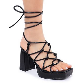 Betrix-2 Lace-Up Strappy Platform Block Heel Sandals