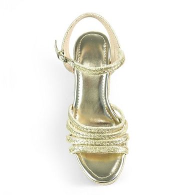 Dandy-8 Metallic Braided Platform Block Heel Sandals