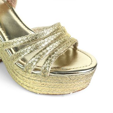 Dandy-8 Metallic Braided Platform Block Heel Sandals