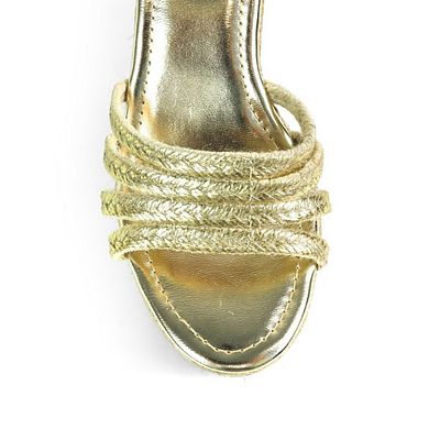 Dandy-8 Metallic Braided Platform Block Heel Sandals