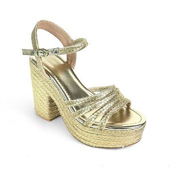 Dandy-8 Metallic Braided Platform Block Heel Sandals