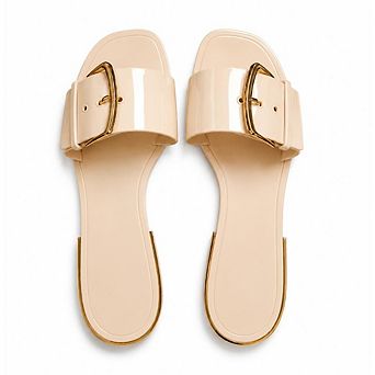 Dori Oversized Buckle Jelly Women Summer Slide Flat Sandals