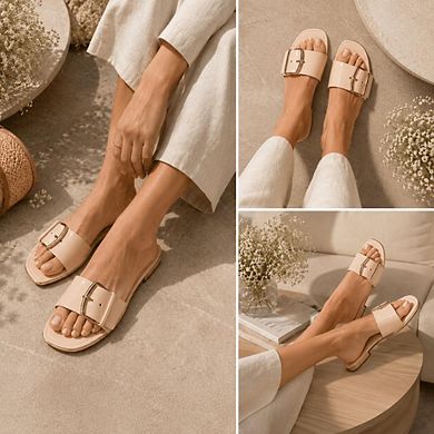 Dori Oversized Buckle Jelly Women Summer Slide Flat Sandals