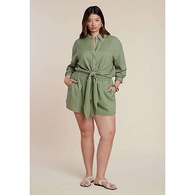 ELOQUII Women's Plus Size Pull On Linen Short