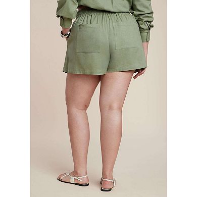 ELOQUII Women's Plus Size Pull On Linen Short