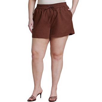 ELOQUII Women's Plus Size Pull On Linen Short