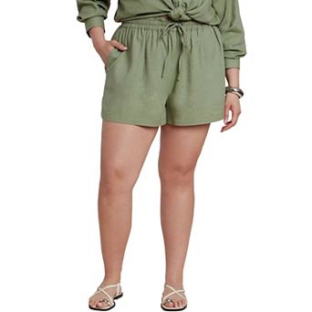 ELOQUII Women's Plus Size Pull On Linen Short