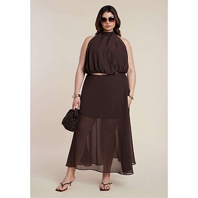 ELOQUII Women's Plus Size Semi-Sheer Chiffon Circle Skirt